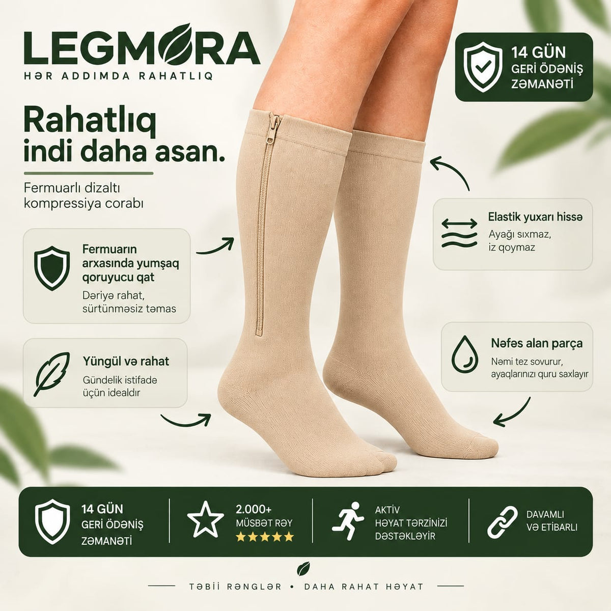 LEGMORA™ Zamoklu Kompressiya Corabı