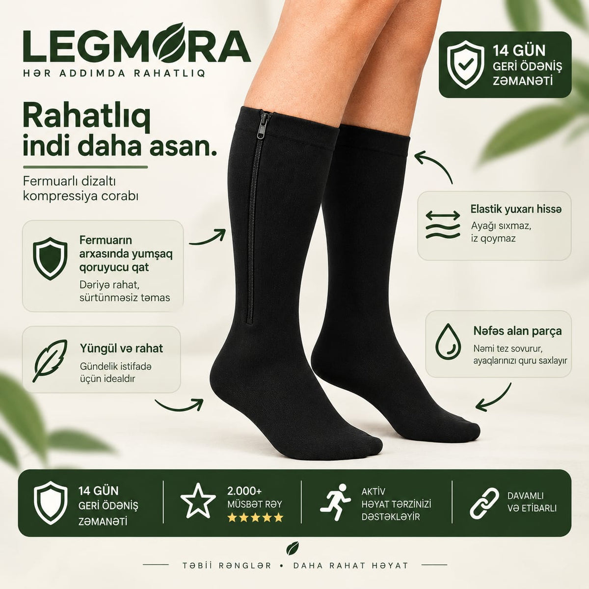 LEGMORA™ Zamoklu Kompressiya Corabı